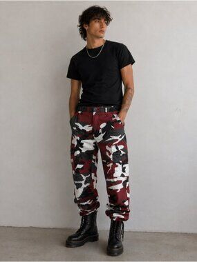 Rothco Red Black White Camo Cargo Jogger Pants XS Regular